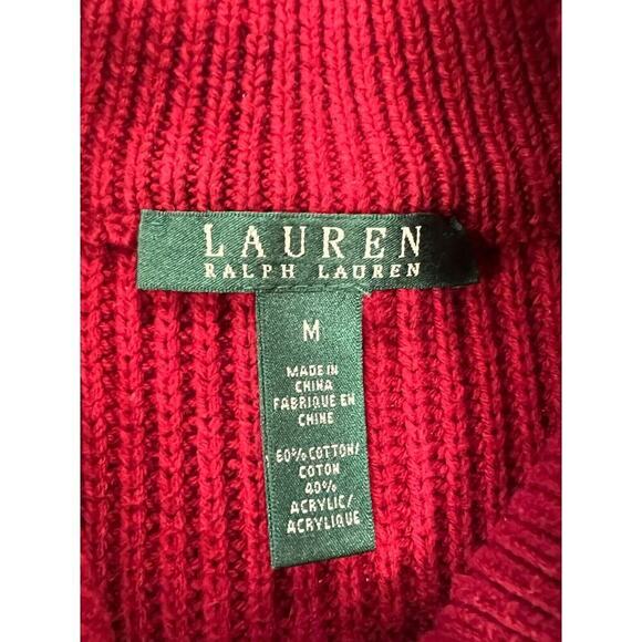 LRL Ralph Lauren Red Cotton Knit Cardigan Sweater Coat Striped Duster Sz M NWOT - Picture 2 of 5